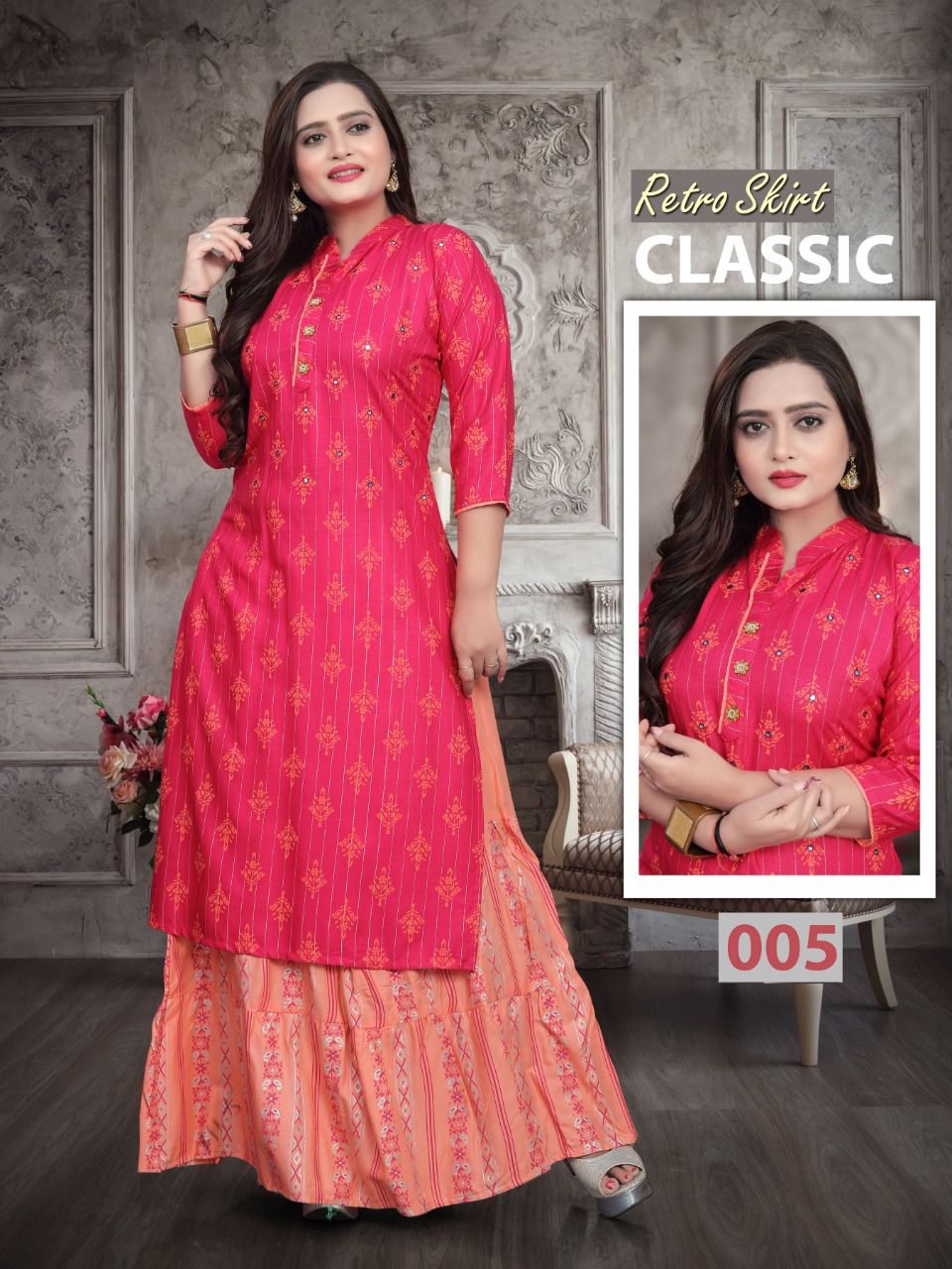 Aagya Retro Skirt Ethnic Wear Rayon Printed Designer Kurti With Skirt Collection